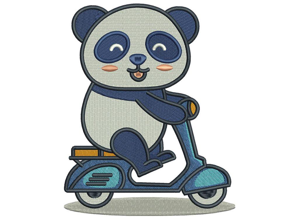 Das Stickprogramm Panda und sein Roller