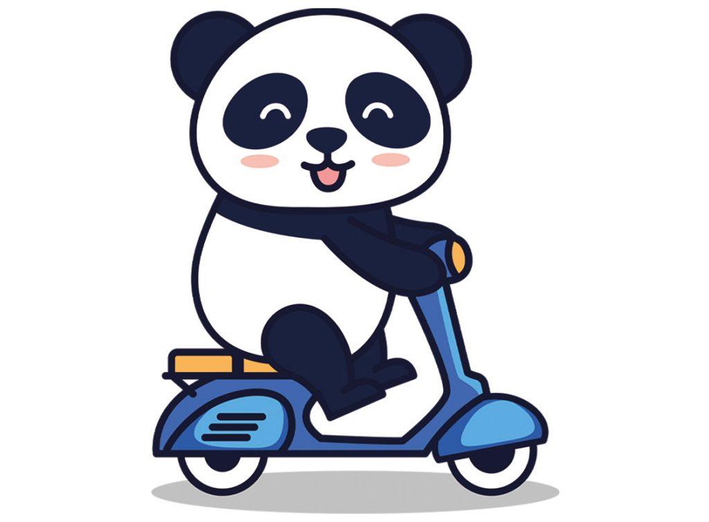 Das Stickprogramm Panda und sein Roller