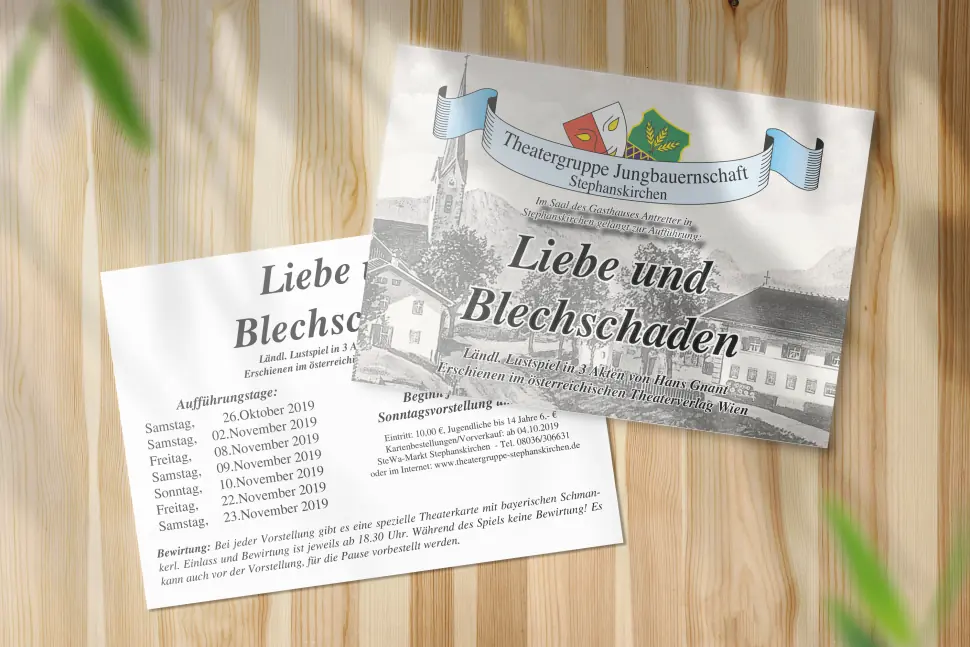 Print Flyer Theatergruppe Stephanskirchen Liebe Und Blechschaden