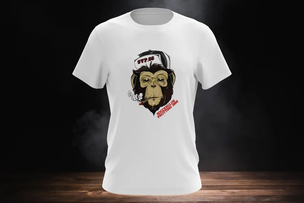 Textildruck T-Shirts SV Prutting Monkey Weiß